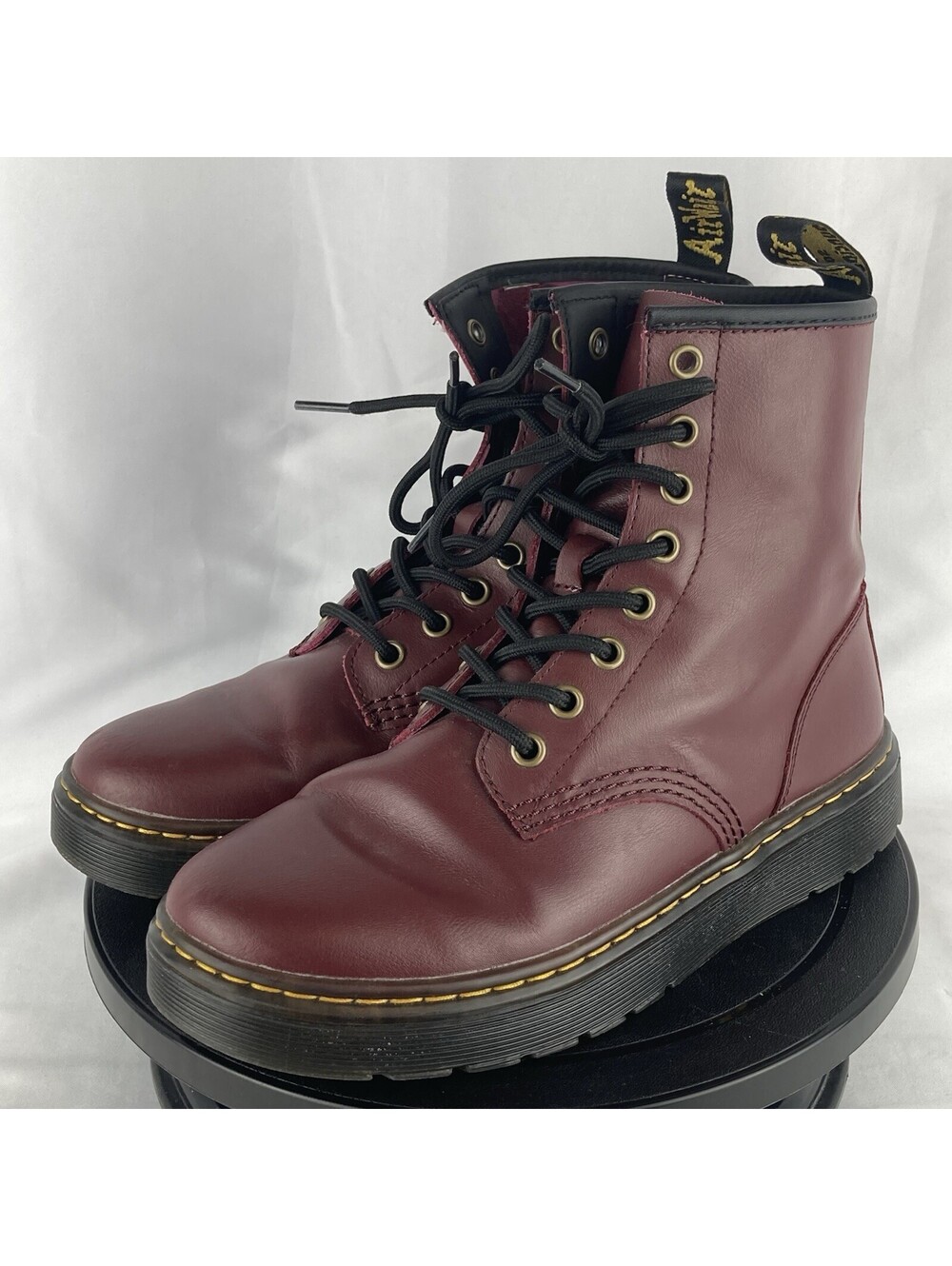 Women’s Size 7 Dr Martens Zavala Cherry Red Burgundy Leather Ankle Combat Boots